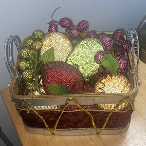 VTG Decorative Beaded Fruit and Basket
